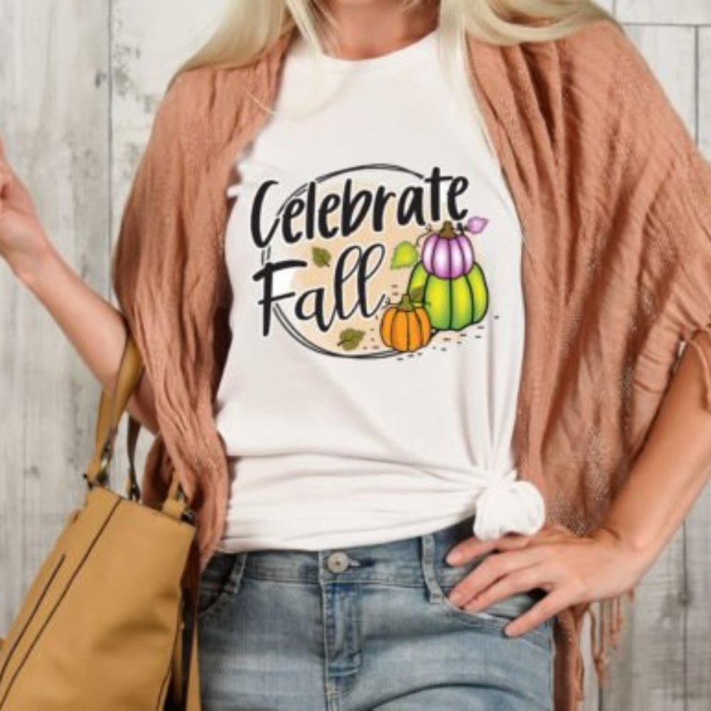 CELEBRATE FALL POLYESTER GRAPHIC TEE